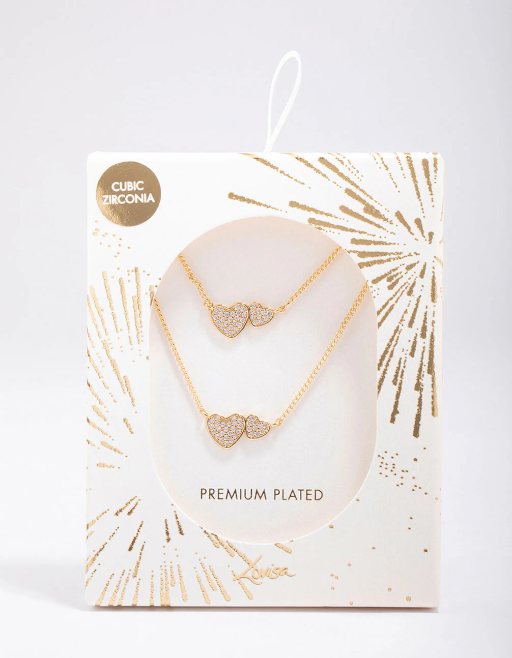Gold Plated Cubic Zirconia Link Heart Necklace Pack - Image 2