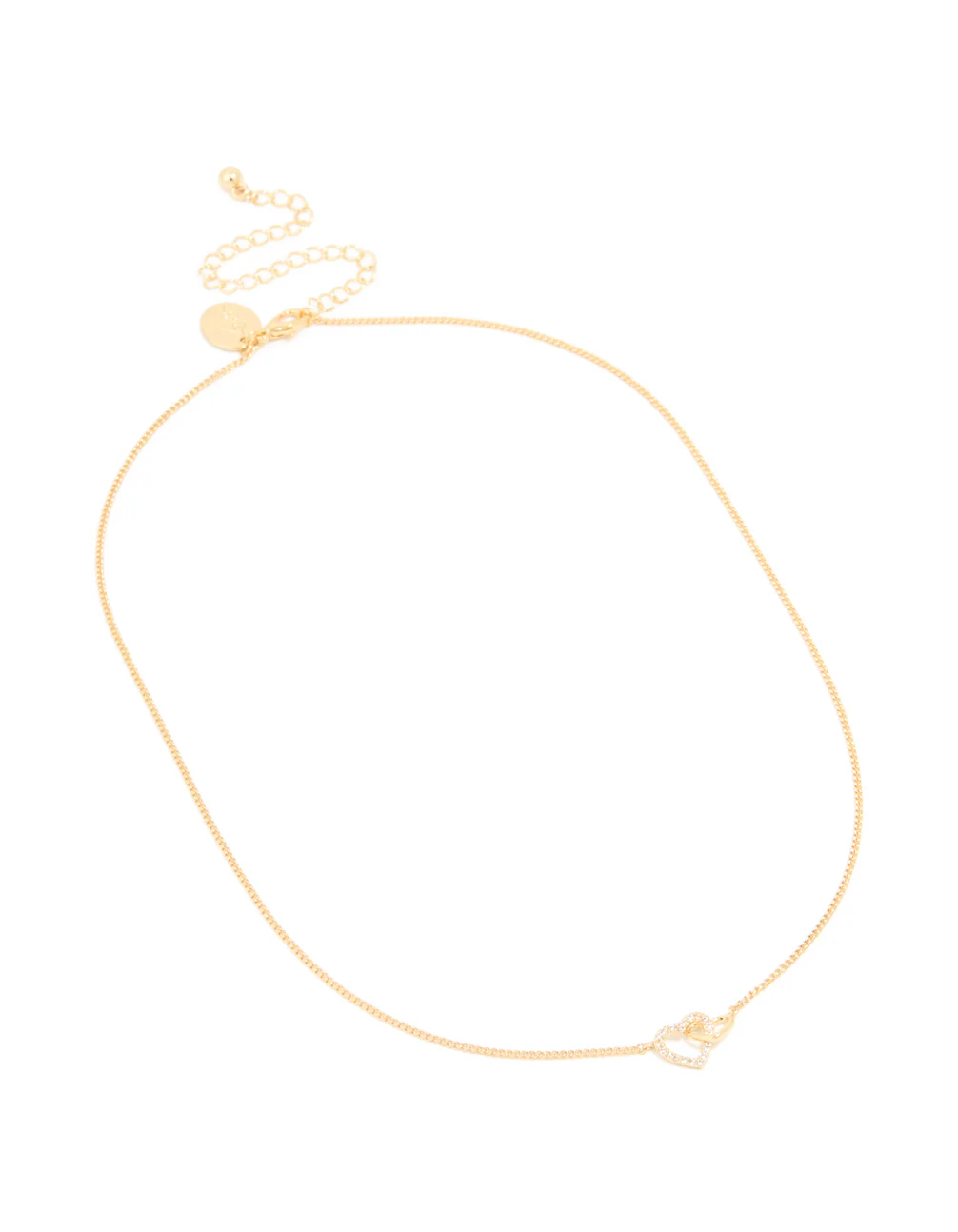 Gold Plated Cubic Zirconia Linked Hearts Pendant Necklace - Image 2