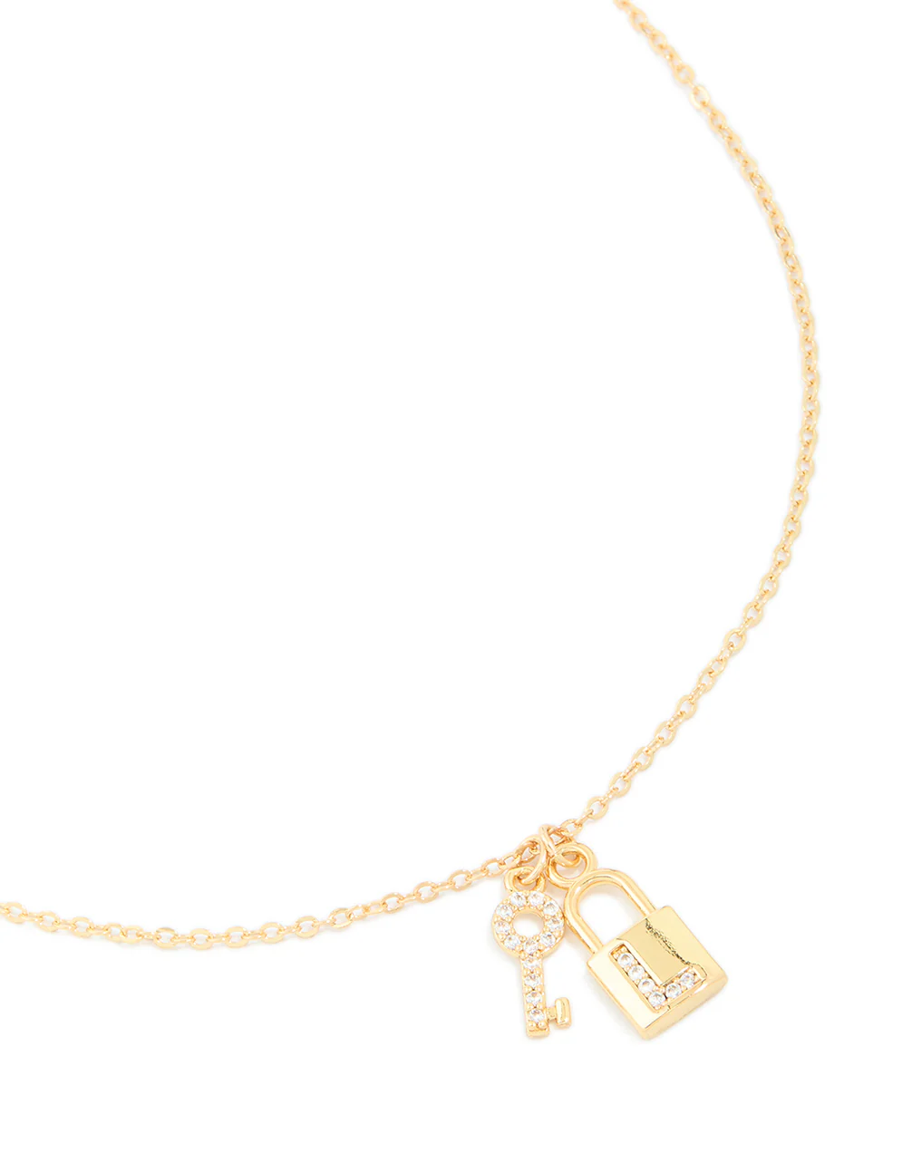 Gold Plated Cubic Zirconia Lock & Key Letter L Necklace - Image 2