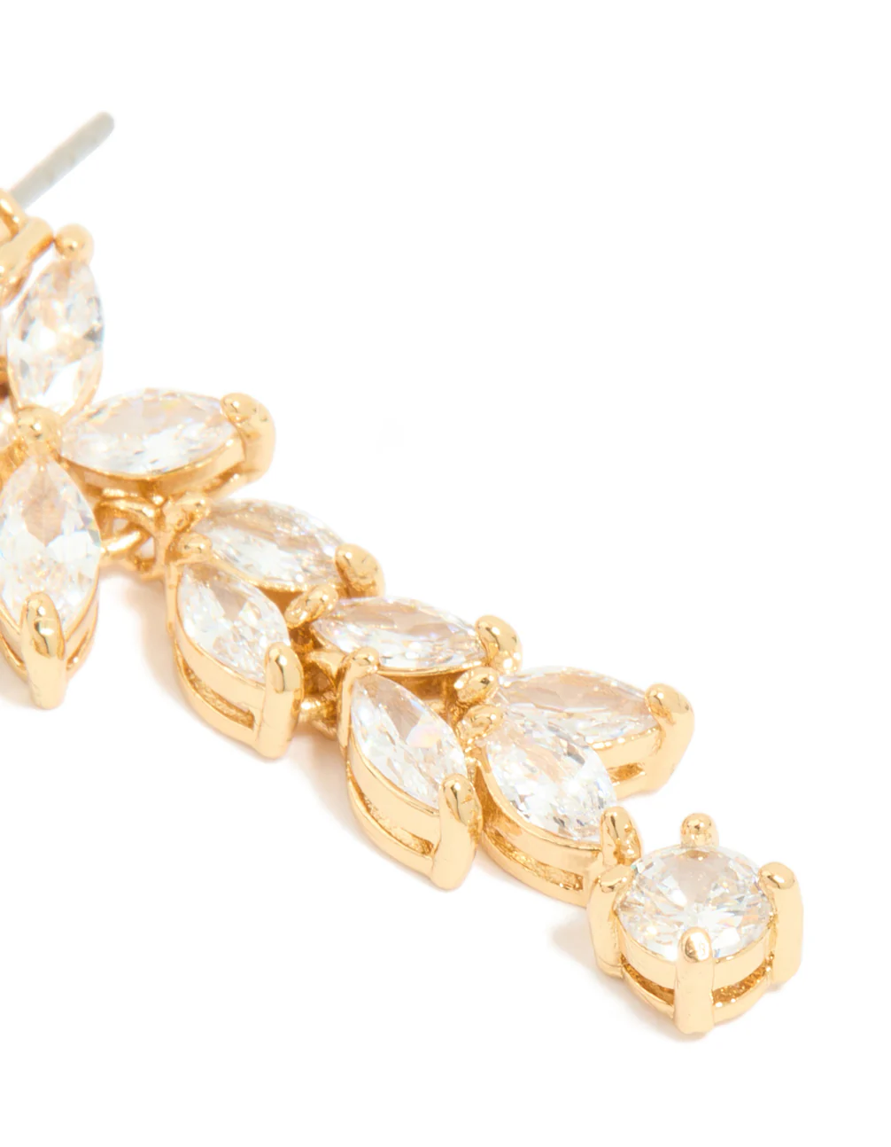 Gold Plated Cubic Zirconia Medium Flower Drop Earrings - Image 5