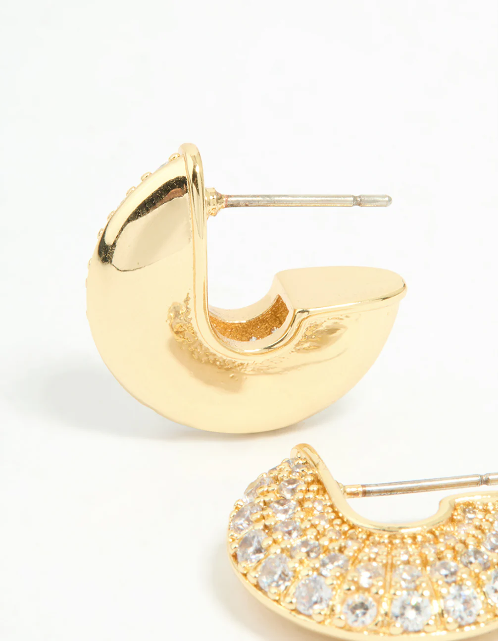 Gold Plated Cubic Zirconia Mini Hoop Earrings - Image 2