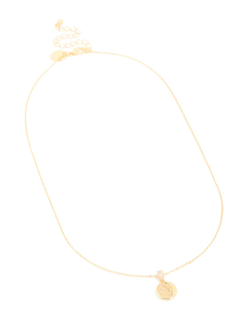 Gold Plated Cubic Zirconia Mini Libra Zodiac Sign Pendant Necklace - Image 2
