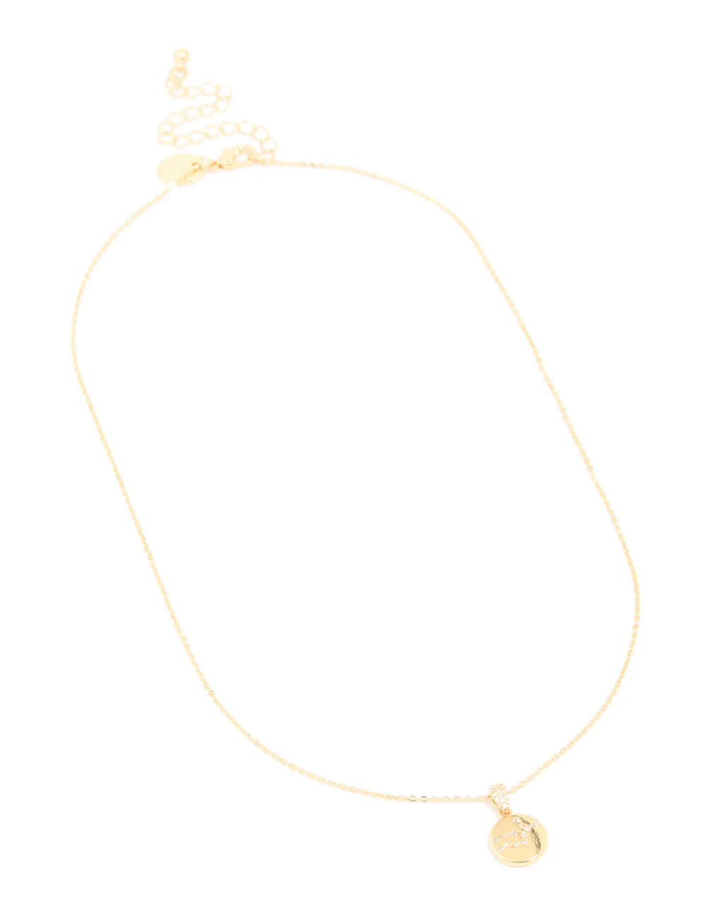 Gold Plated Cubic Zirconia Mini Virgo Zodiac Sign Pendant Necklace - Image 2