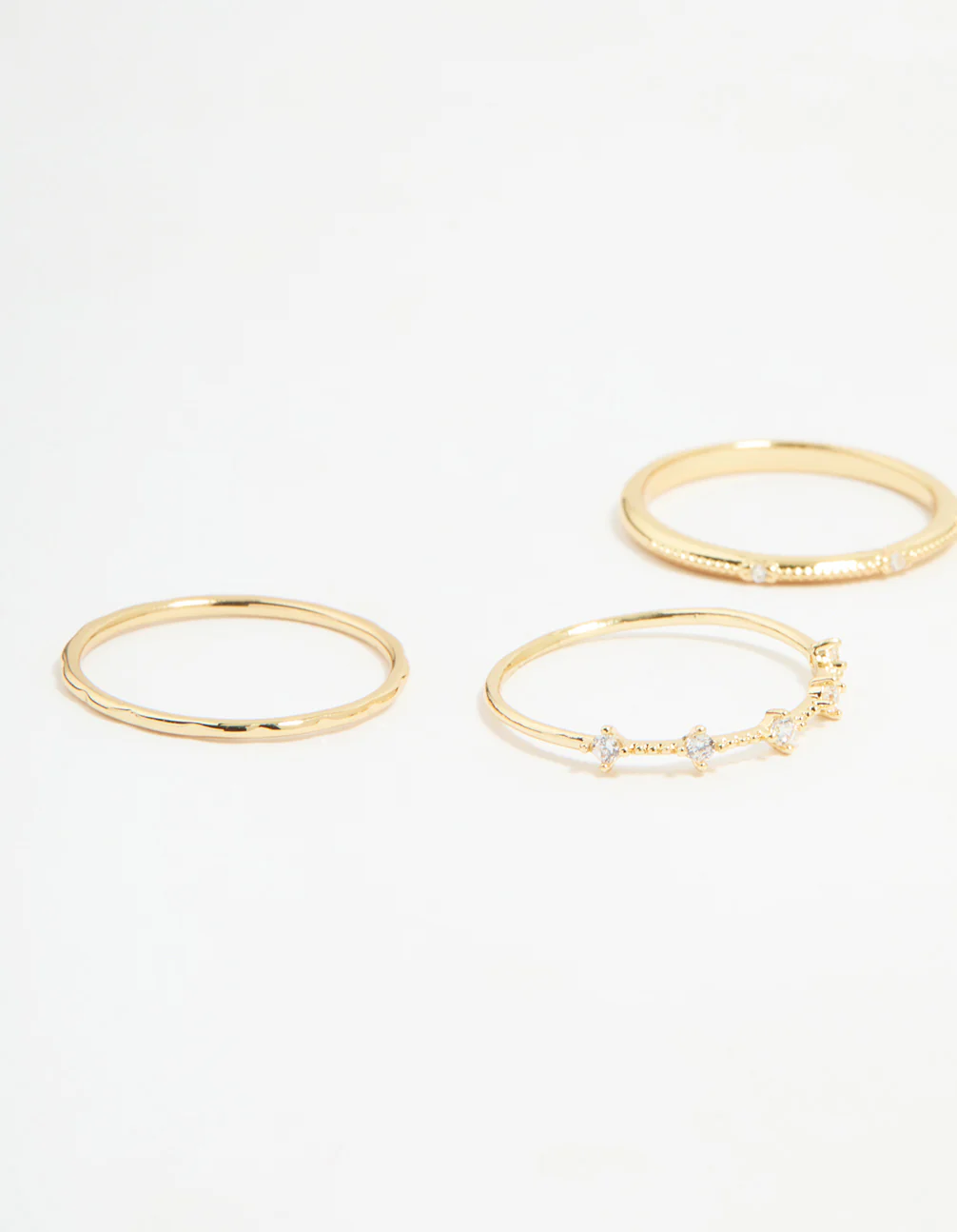 Gold Plated Cubic Zirconia Mixed Detail Rings 5-Pack - Image 2
