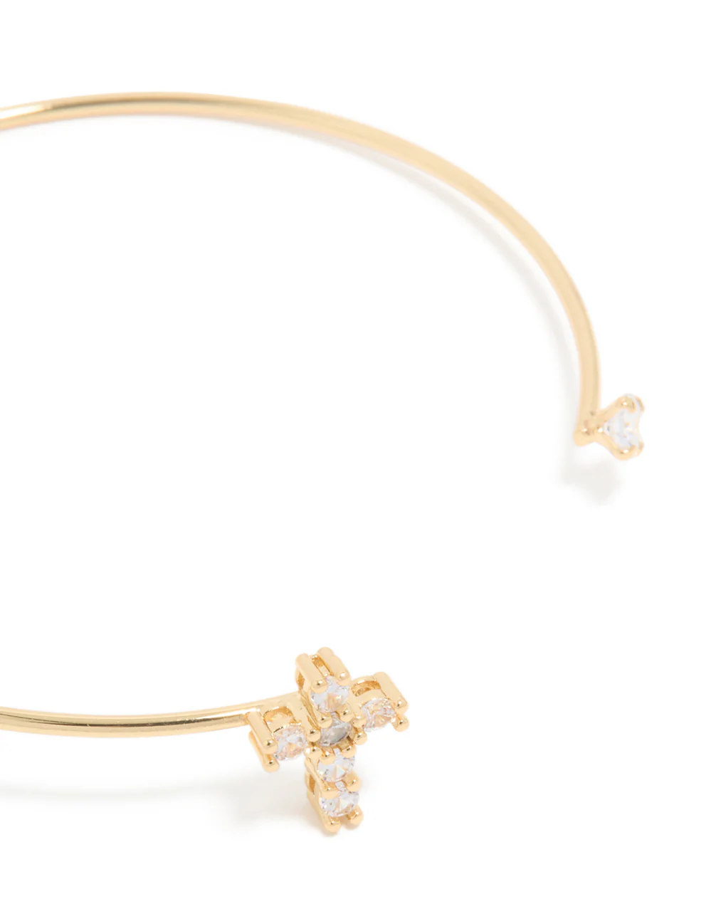Gold Plated Cubic Zirconia Modern Cross Wrist Cuff - Image 4