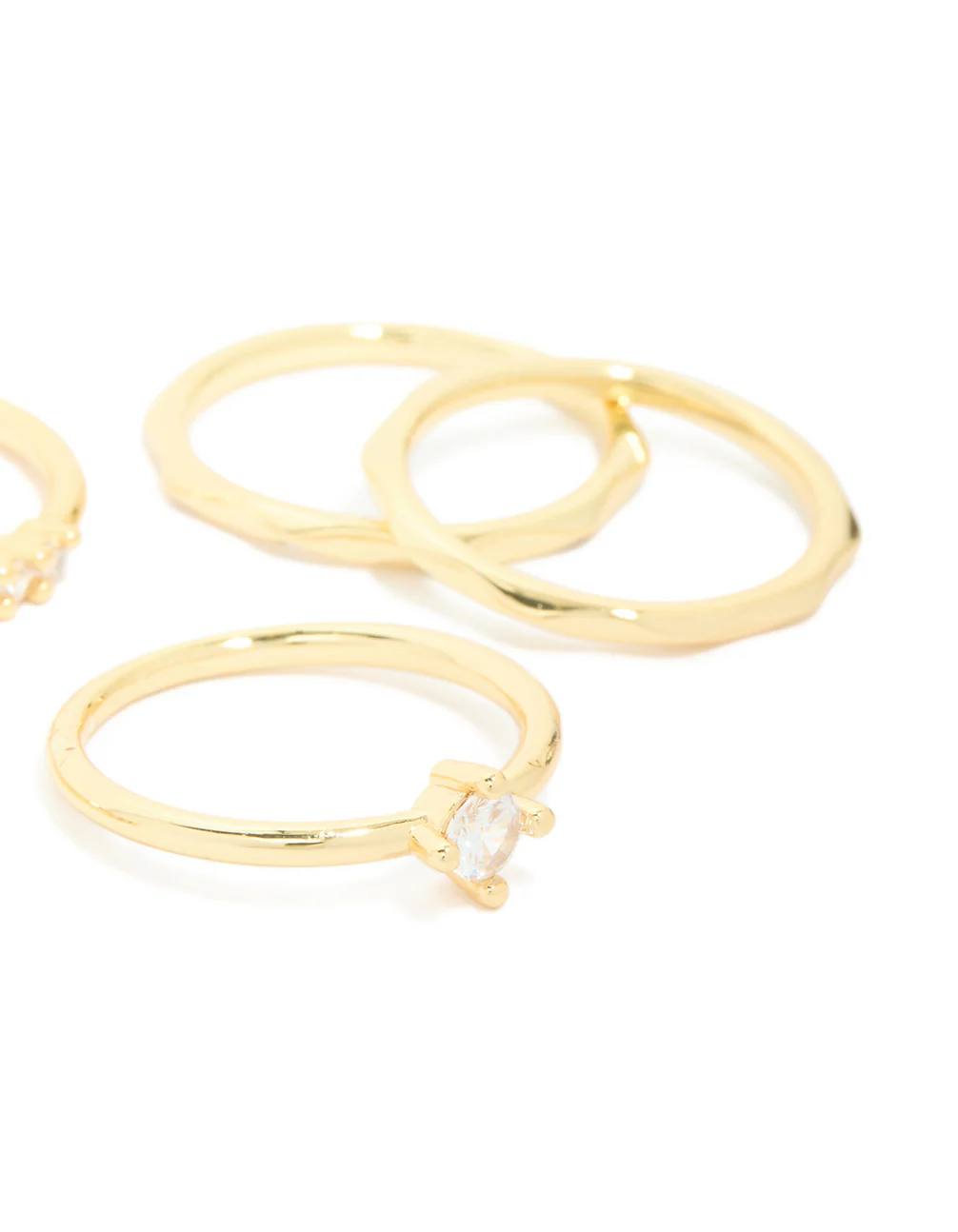 Gold Plated Cubic Zirconia & Molten Rings 5-Pack - Image 3