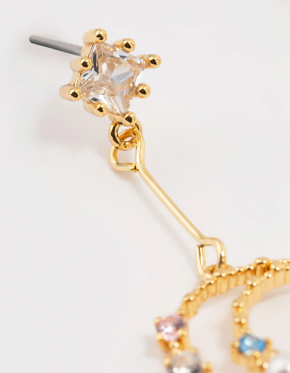 Gold Plated Cubic Zirconia Moon Drop Earrings - Image 4