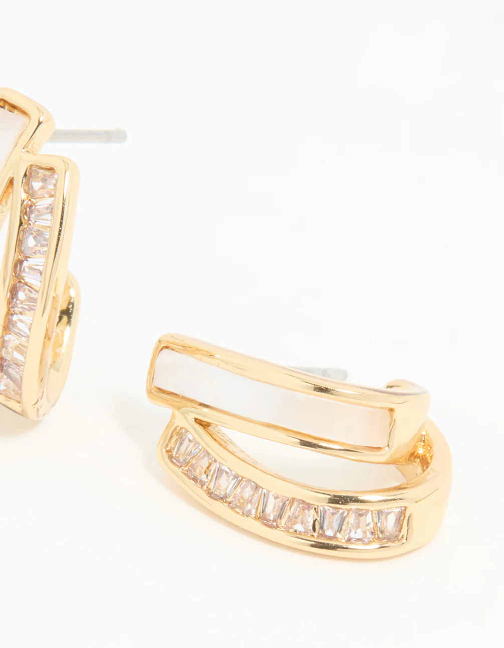 Gold Plated Cubic Zirconia & Mother Of Pearl Jacket Earrings - Image 5