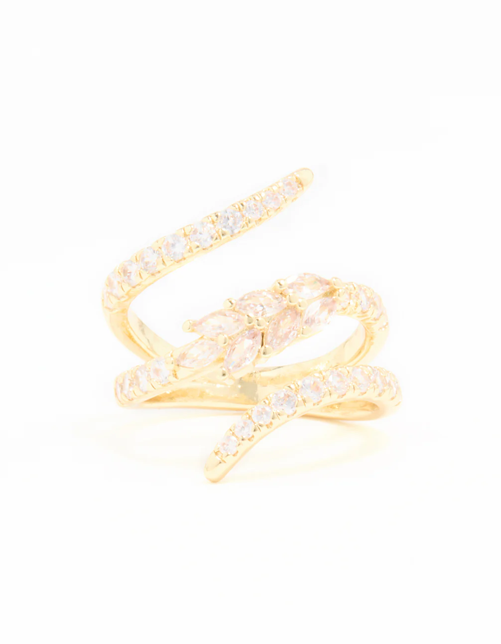 Gold Plated Cubic Zirconia Open Wrap Ring - Image 3