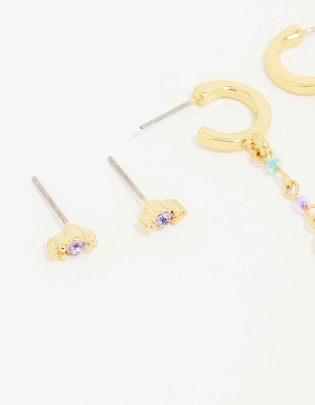 Gold Plated Cubic Zirconia Outer Space Earrings 3-Pack - Image 4
