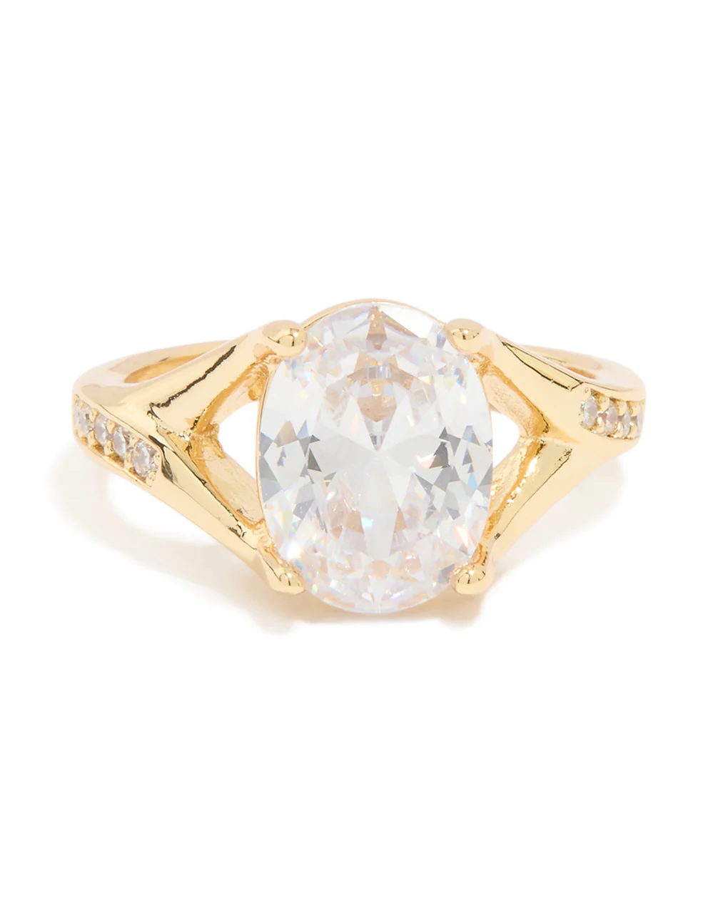 Gold Plated Cubic Zirconia Oval Ring - Image 3
