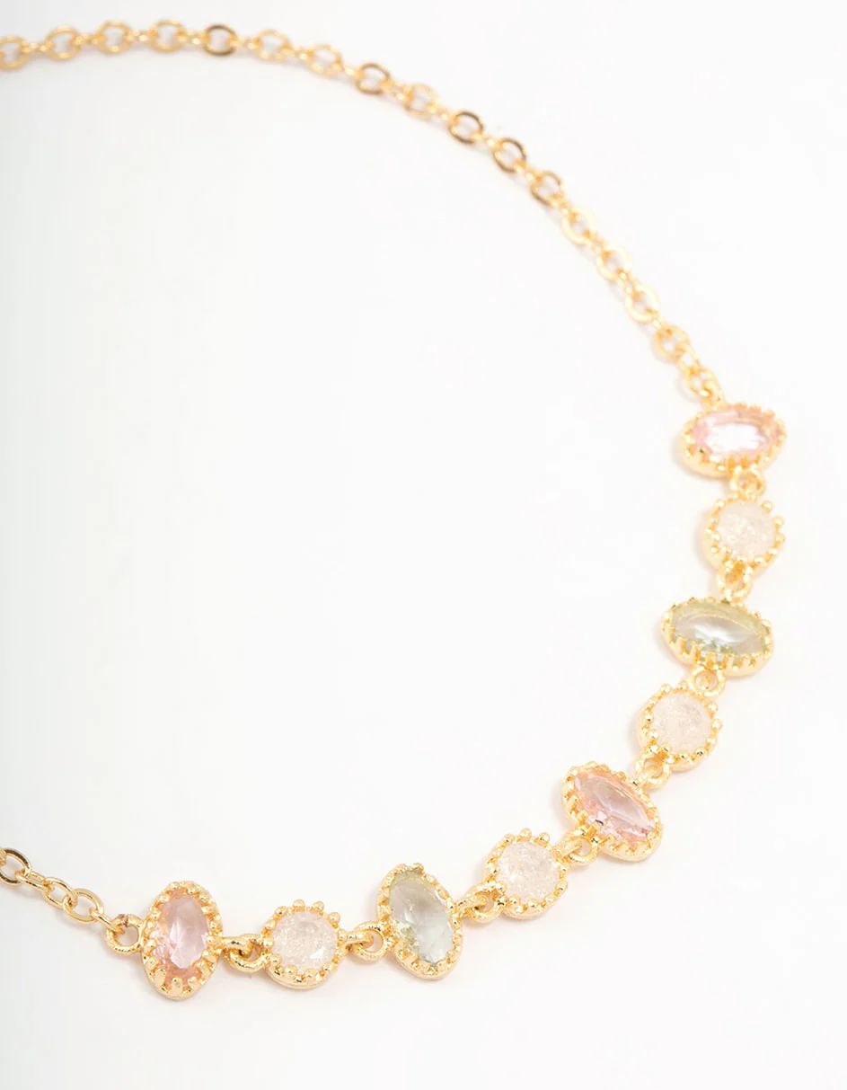 Gold Plated Cubic Zirconia Oval & Round Toggle Bracelet - Image 2