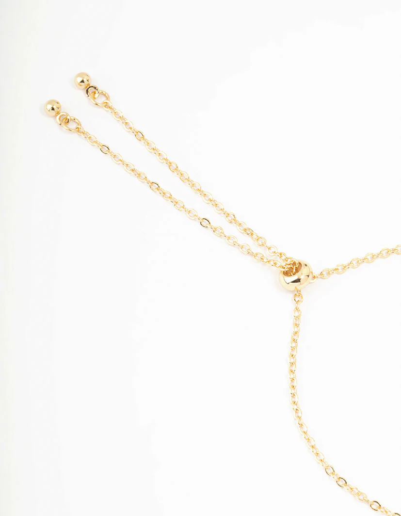 Gold Plated Cubic Zirconia Oval & Round Toggle Bracelet - Image 3
