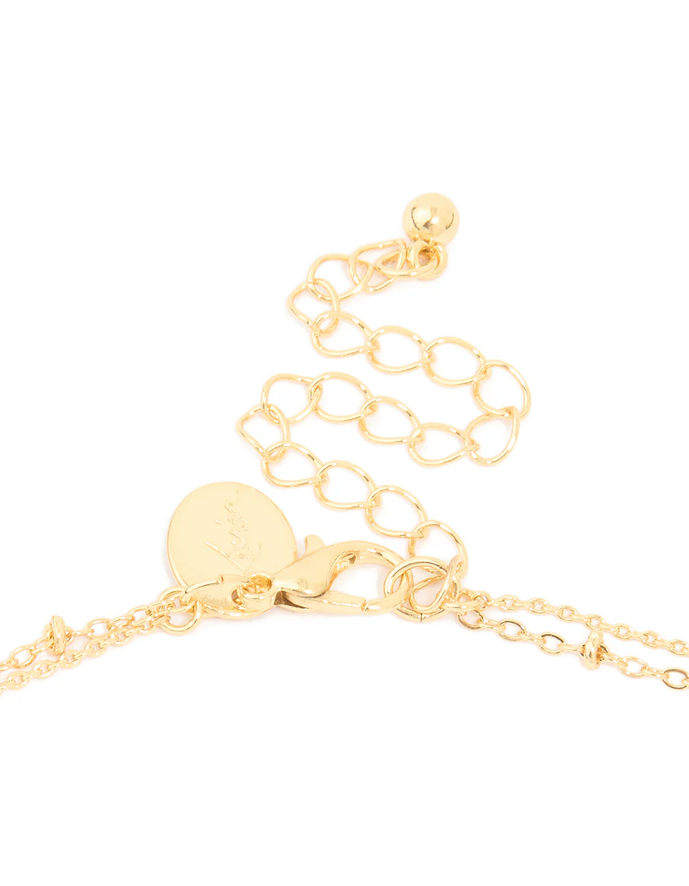 Gold Plated Cubic Zirconia Pave Bubble Letter C Layered Necklace - Image 3