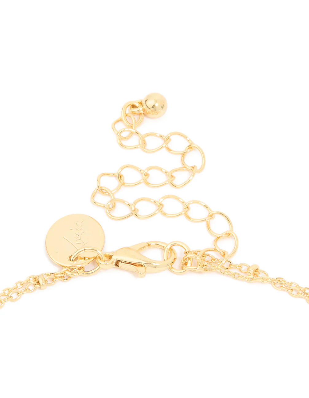 Gold Plated Cubic Zirconia Pave Bubble Letter J Layered Necklace - Image 3