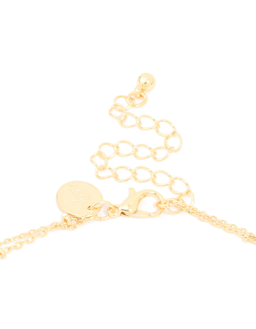 Gold Plated Cubic Zirconia Pave Bubble Letter M Layered Necklace - Image 3