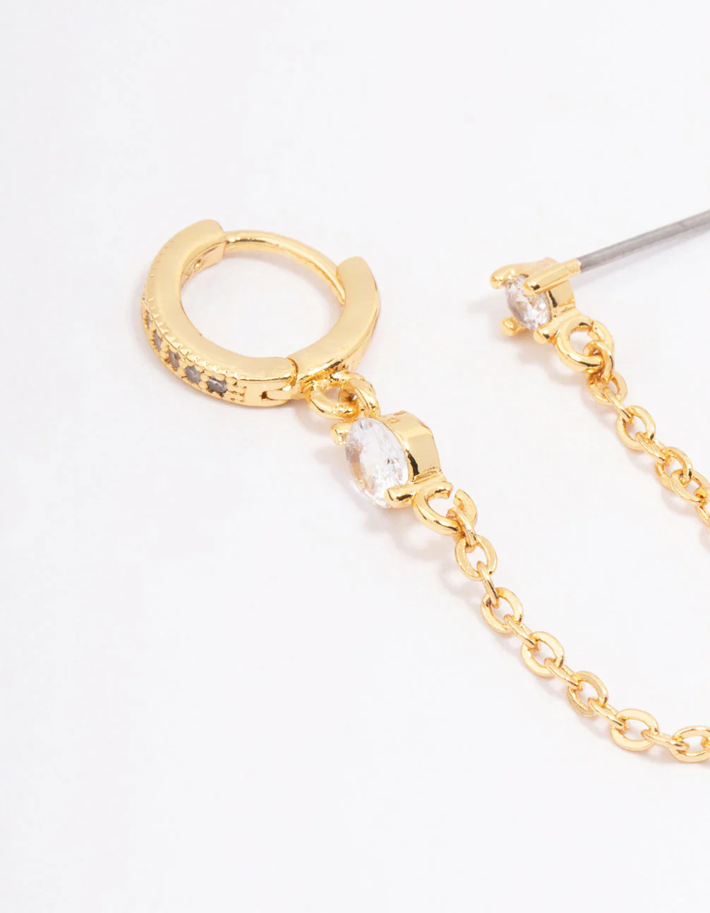 Gold Plated Cubic Zirconia Pave Chain Earring Pack - Image 2