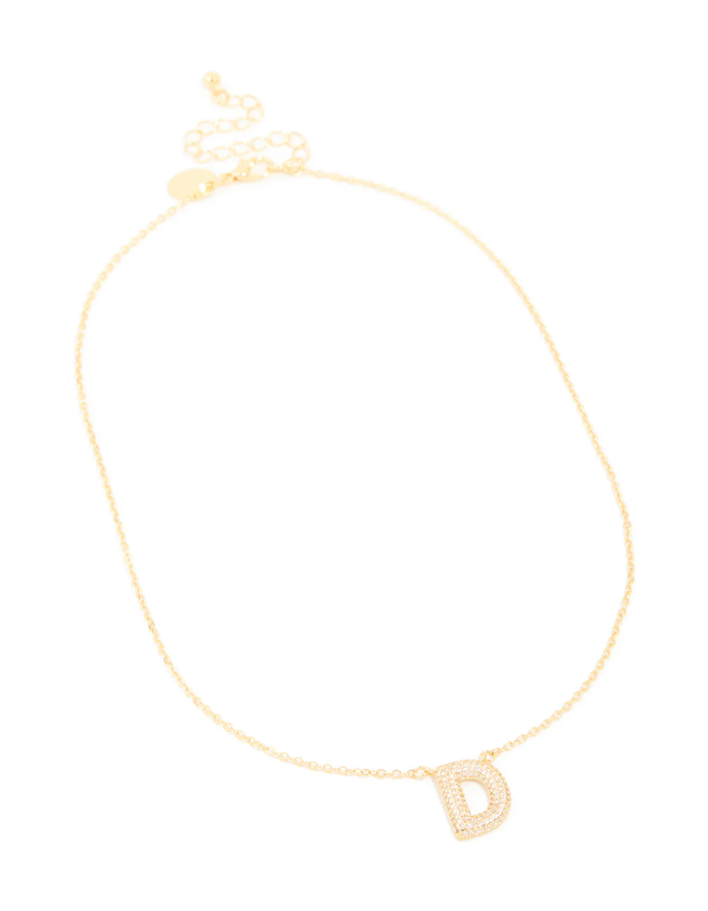 Gold Plated Cubic Zirconia Pave Letter D Necklace - Image 4