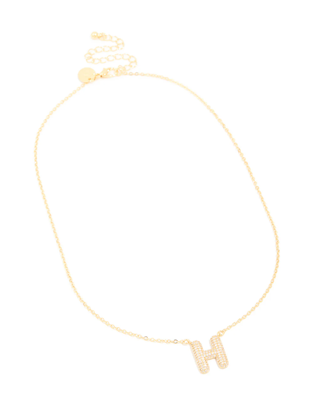 Gold Plated Cubic Zirconia Pave Letter H Necklace - Image 4
