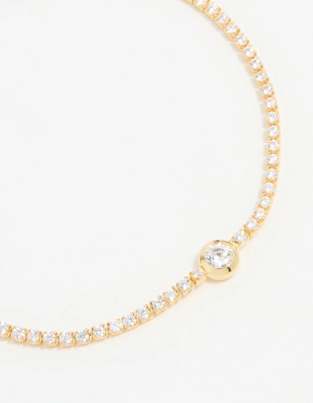 Gold Plated Cubic Zirconia Pave & Round Stone Bracelet - Image 2