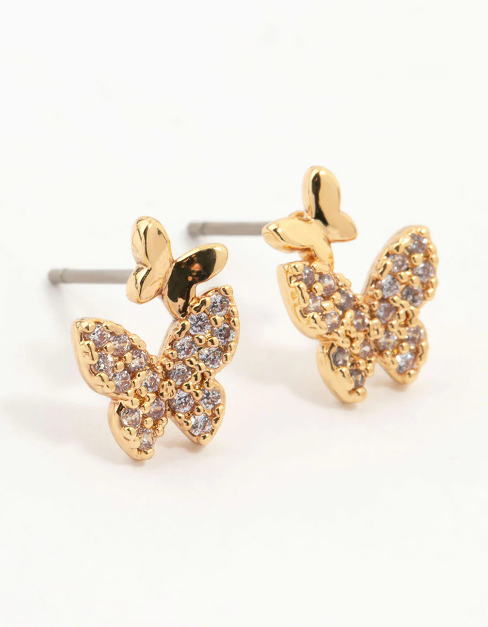 Gold Plated Cubic Zirconia Pearl & Butterfly Earrings 3-Pack - Image 2