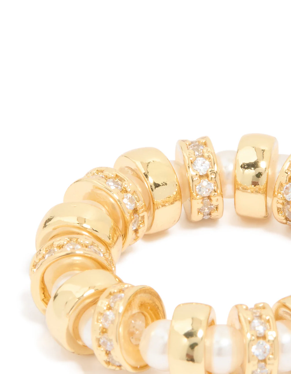Gold Plated Cubic Zirconia Pearl Loop Ring - Image 3
