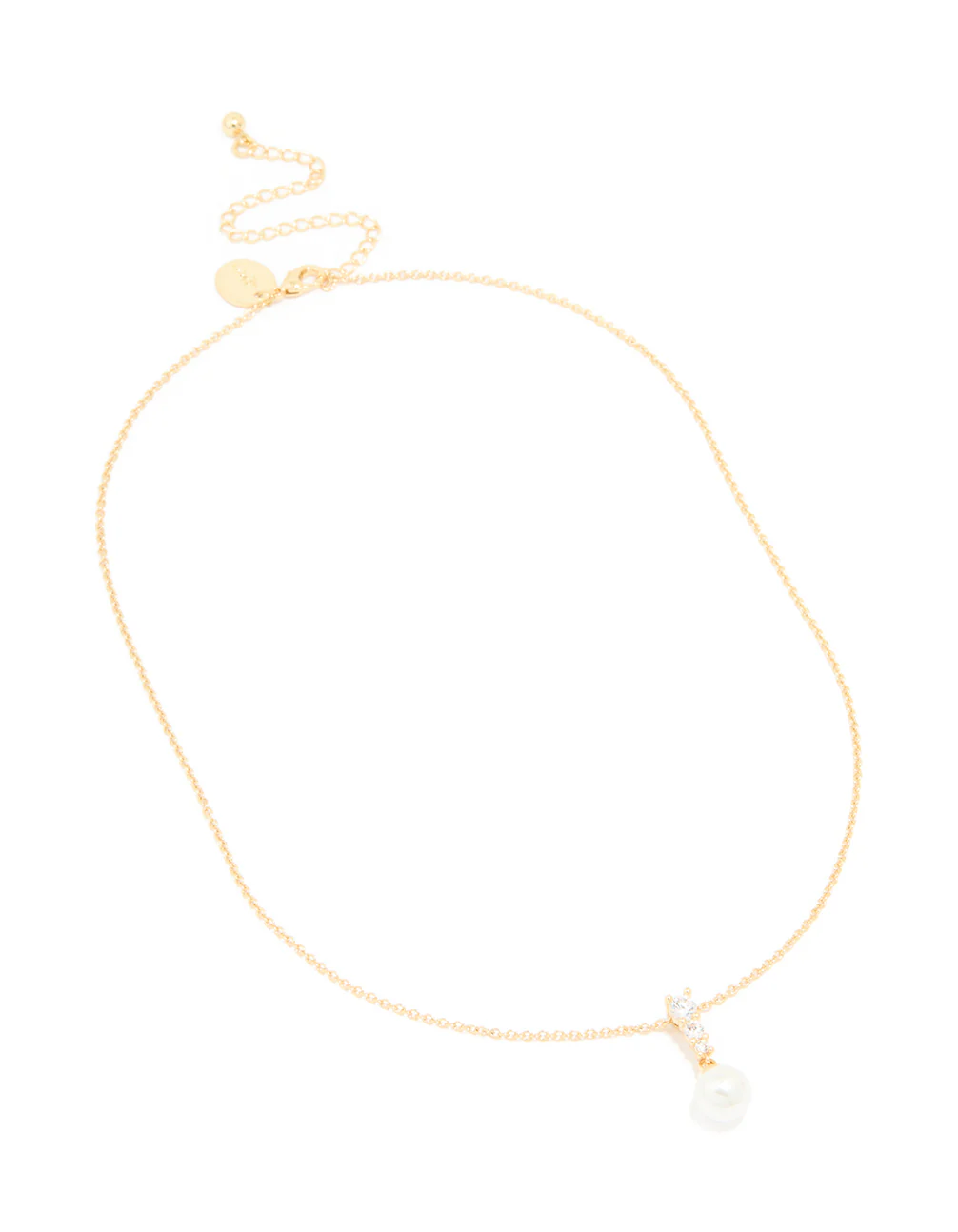 Gold Plated Cubic Zirconia & Pearl Pendant Necklace - Image 4