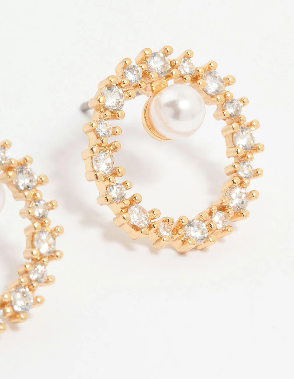 Gold Plated Cubic Zirconia Pearl Wreath Stud Earrings - Image 5
