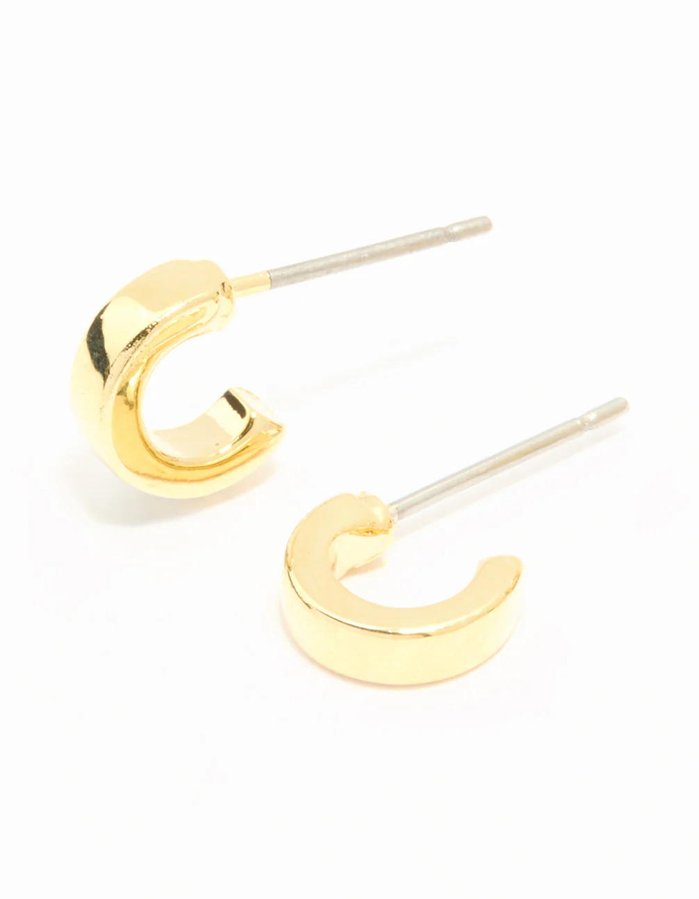 Gold Plated Cubic Zirconia Plain & Baguette Hoop Earrings 2-Pack - Image 4