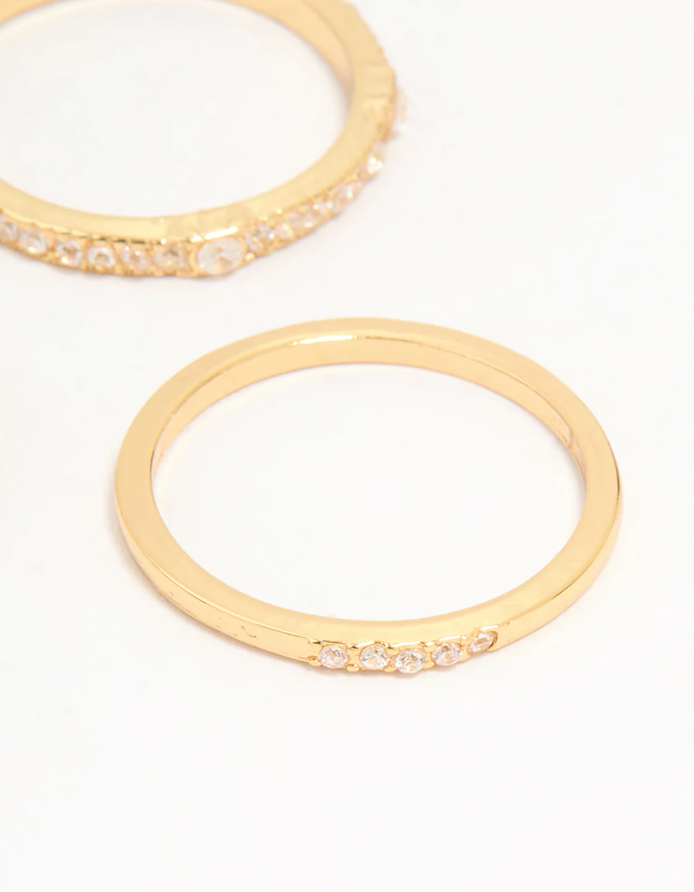 Gold Plated Cubic Zirconia Plain & Heart Stacking Rings 5-Pack - Image 3