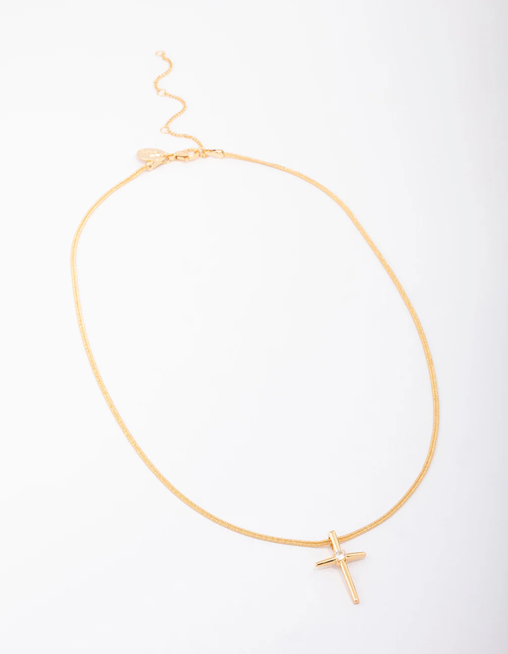 Gold Plated Cubic Zirconia Pointed Cross Pendant Necklace - Image 2