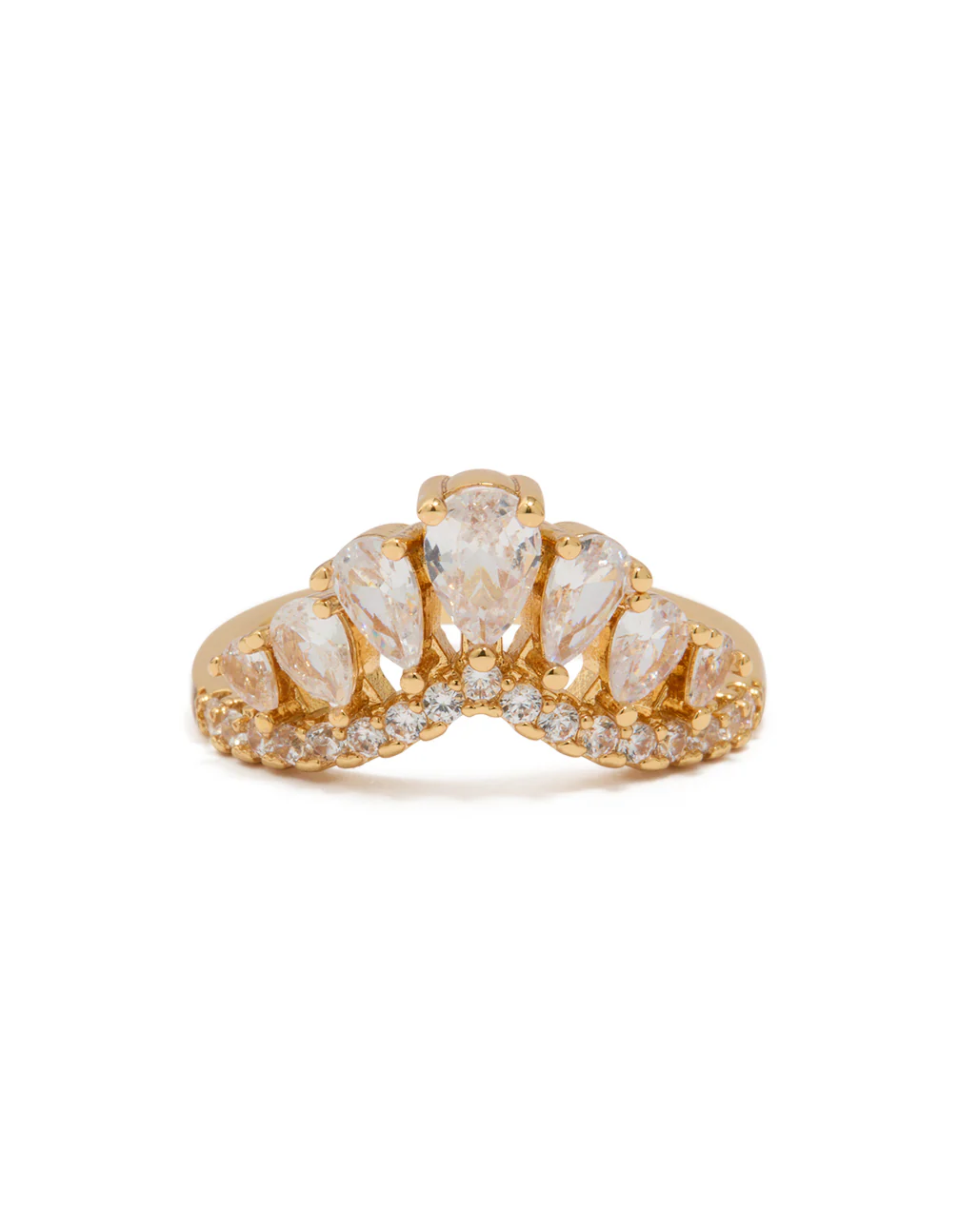 Gold Plated Cubic Zirconia Princess Cut Pear Ring - Image 5