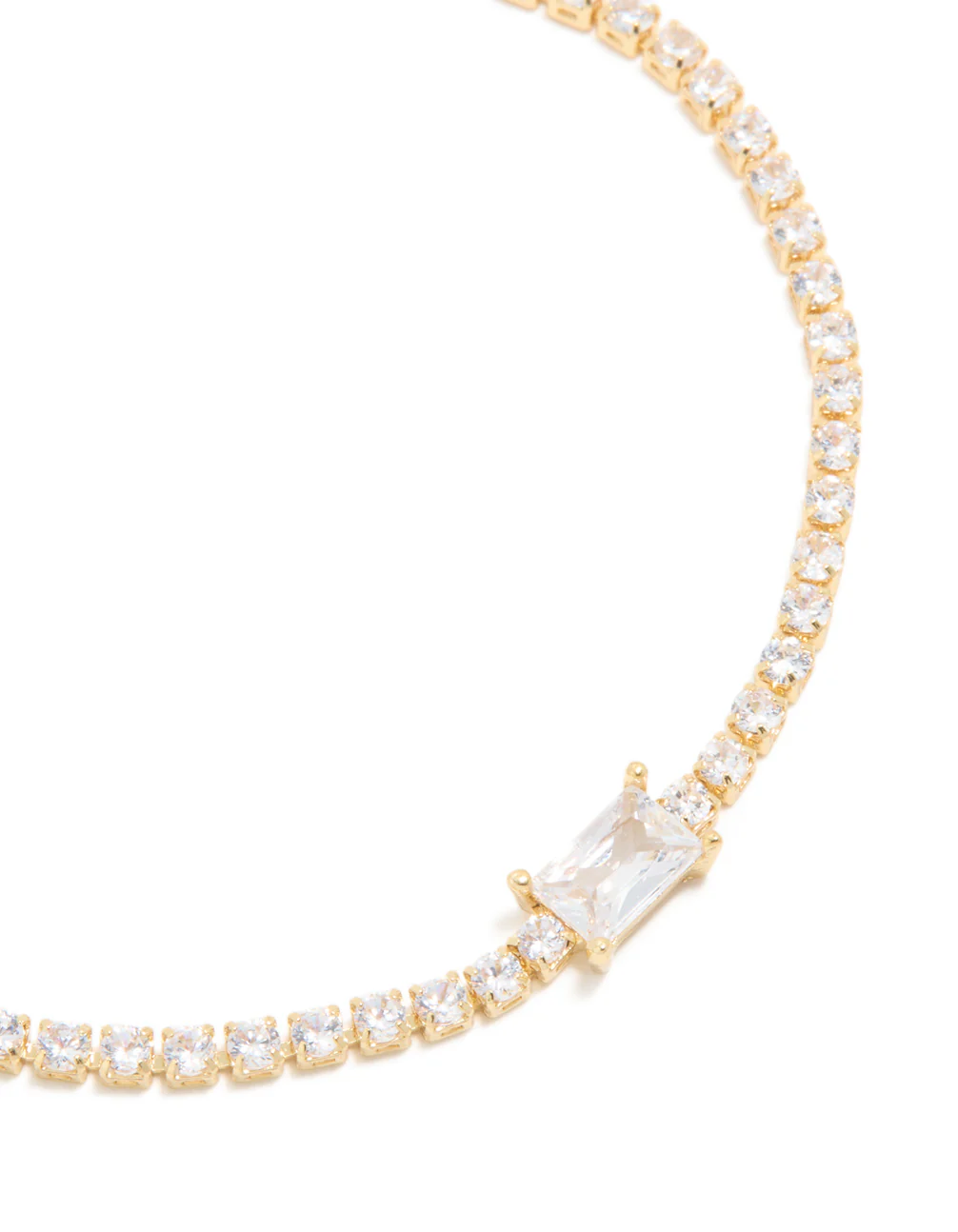 Gold Plated Cubic Zirconia Rectangular Centre & Tennis Bracelet - Image 4