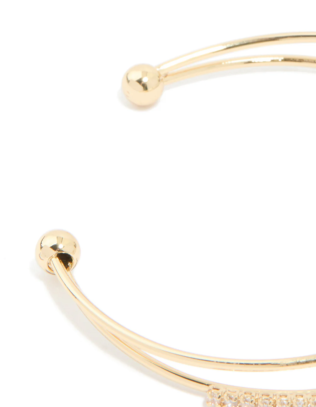 Gold Plated Cubic Zirconia Round Front Layered Wrist Cuff - Image 5