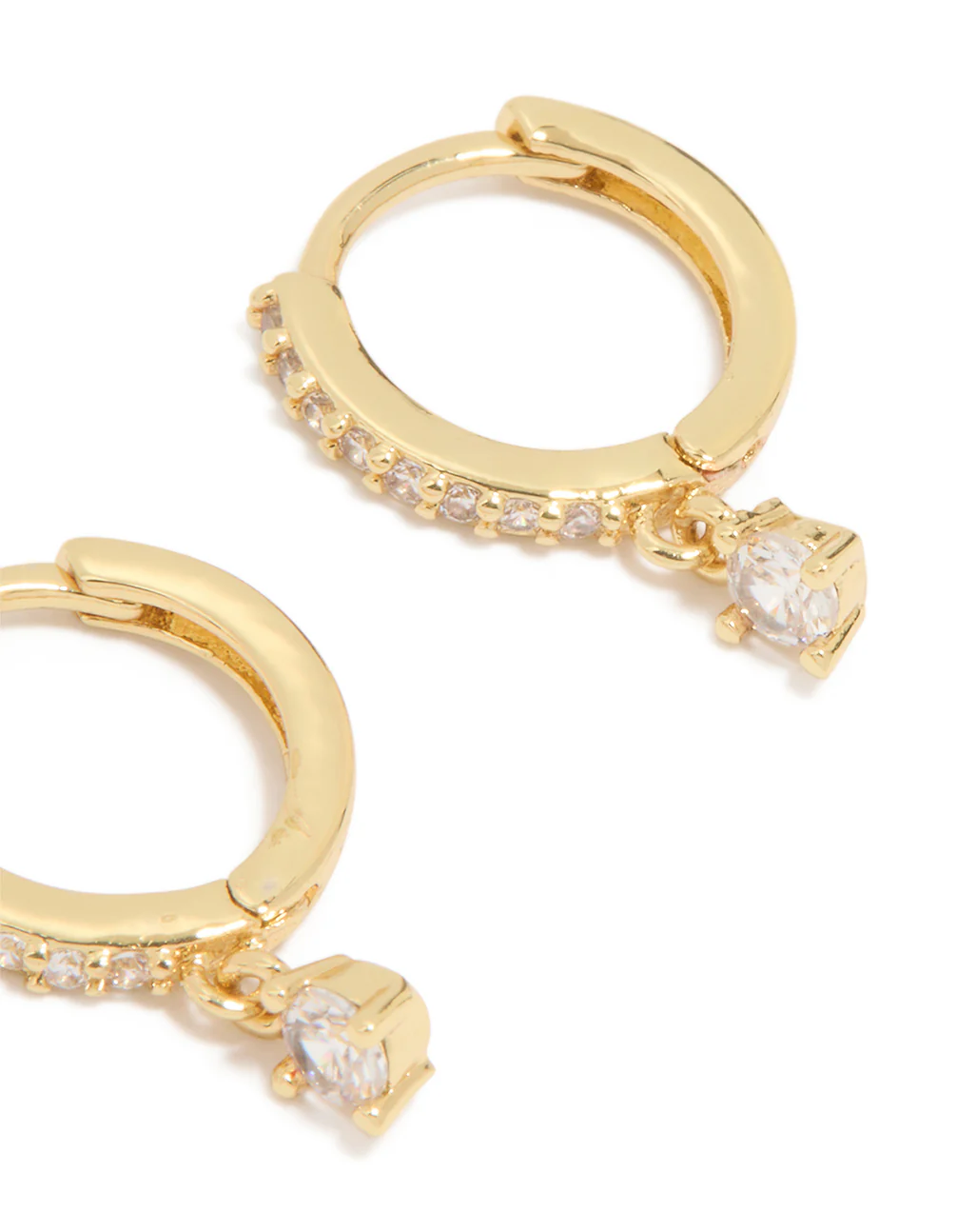 Gold Plated Cubic Zirconia Round Huggie Earrings - Image 3