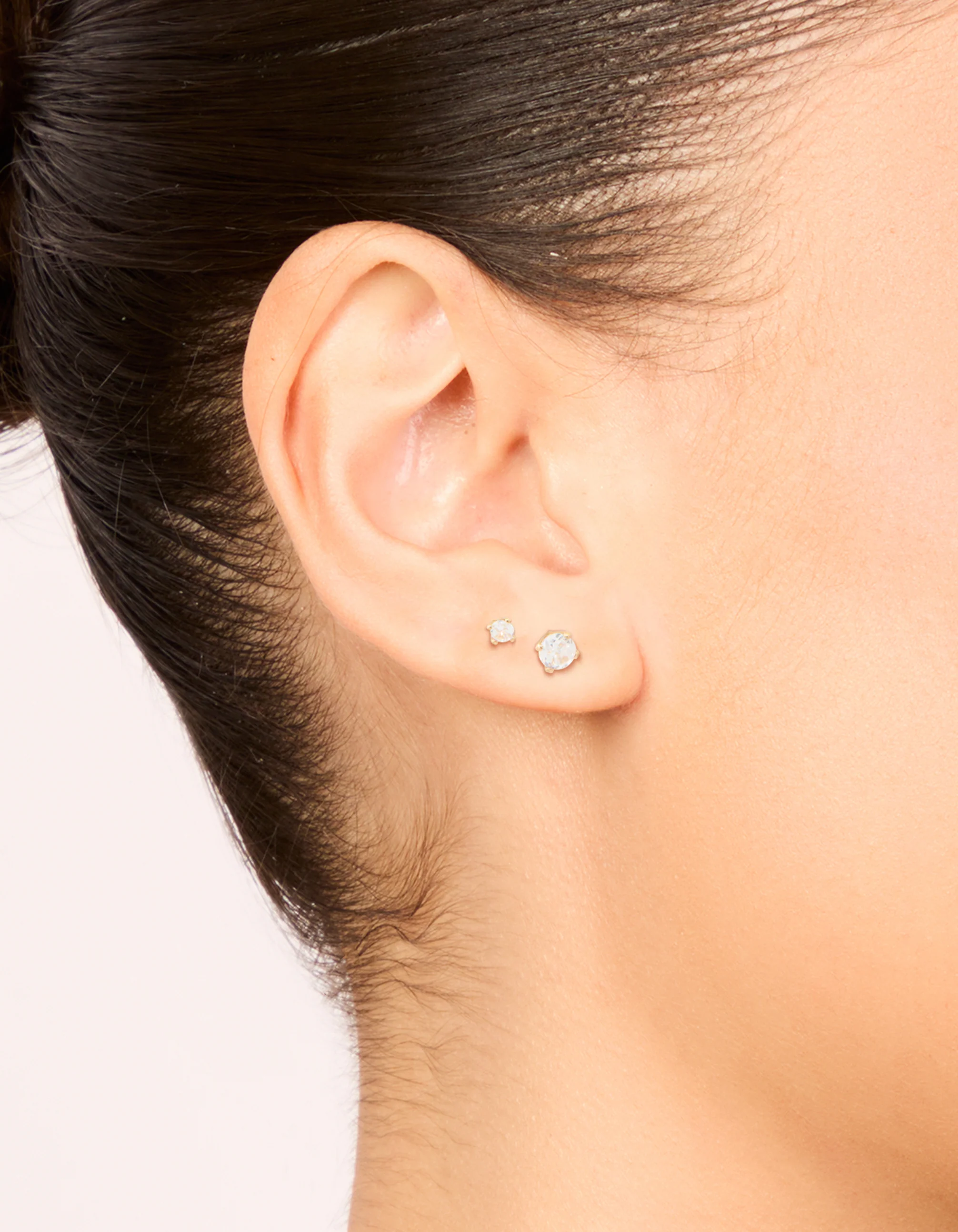 Gold Plated Cubic Zirconia Round Stud Earrings Set - Image 2