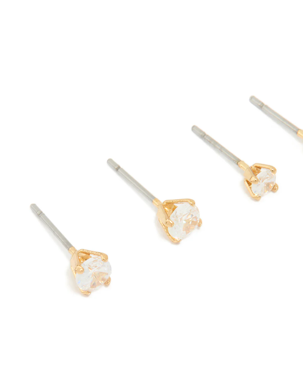 Gold Plated Cubic Zirconia Round Stud Earrings Set - Image 4