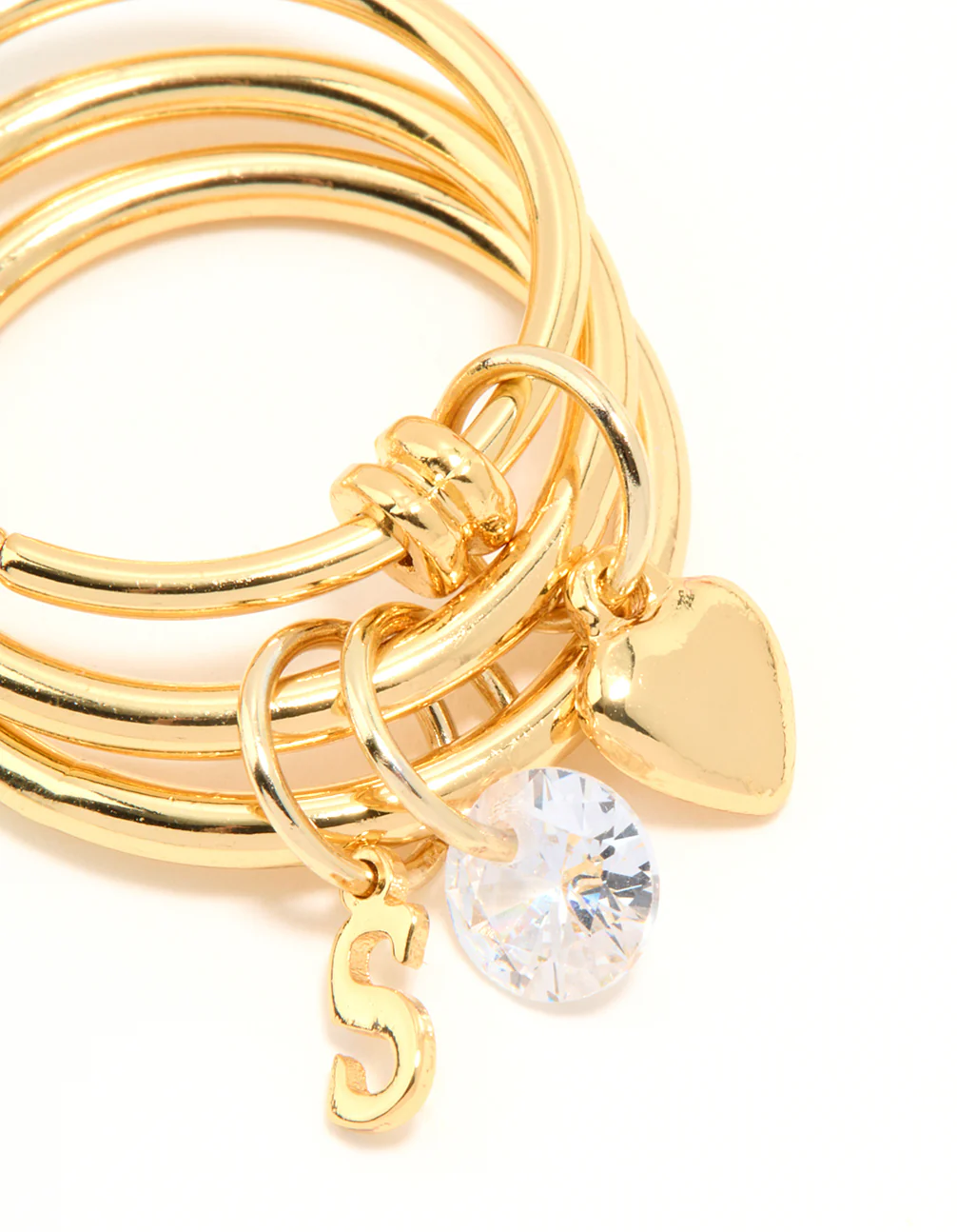 Gold Plated Cubic Zirconia S Rondell Charm Ring - Image 2