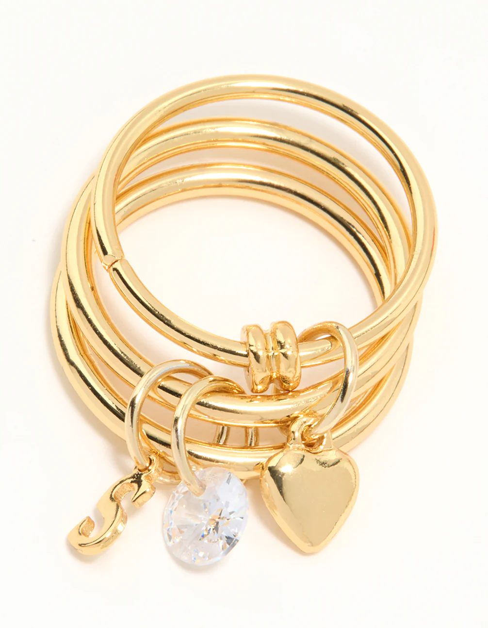Gold Plated Cubic Zirconia S Rondell Charm Ring - Image 3