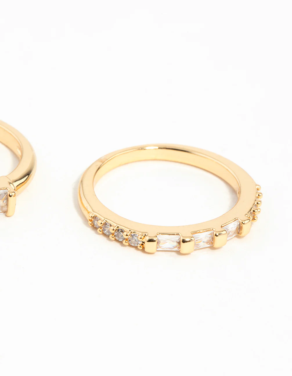 Gold Plated Emerald Cut Cubic Zirconia Ring Set - Image 3