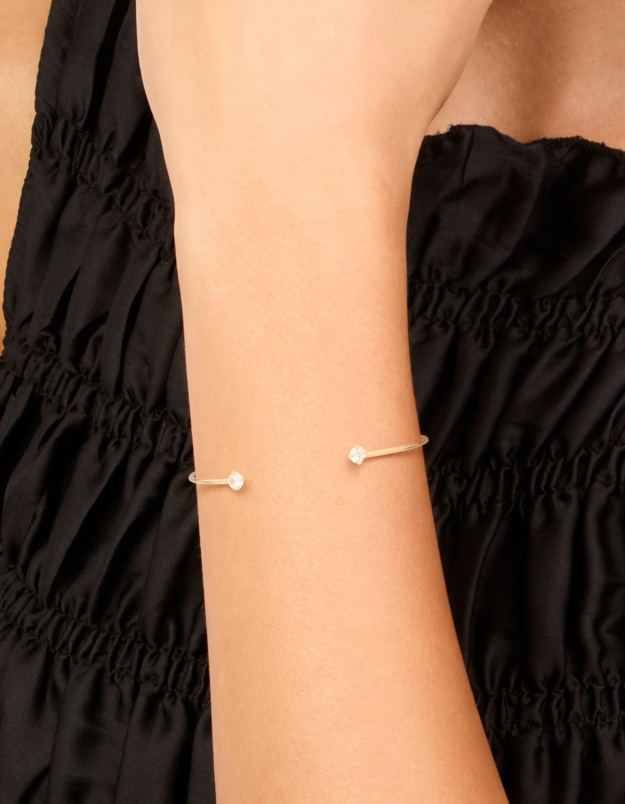 Gold Plated Cubic Zirconia Simple Wrist Cuff - Image 2