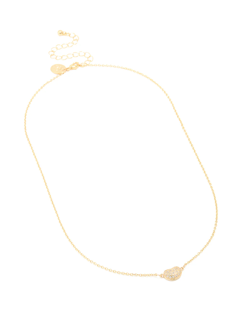 Gold Plated Cubic Zirconia Small Pebble Pendant Necklace - Image 4