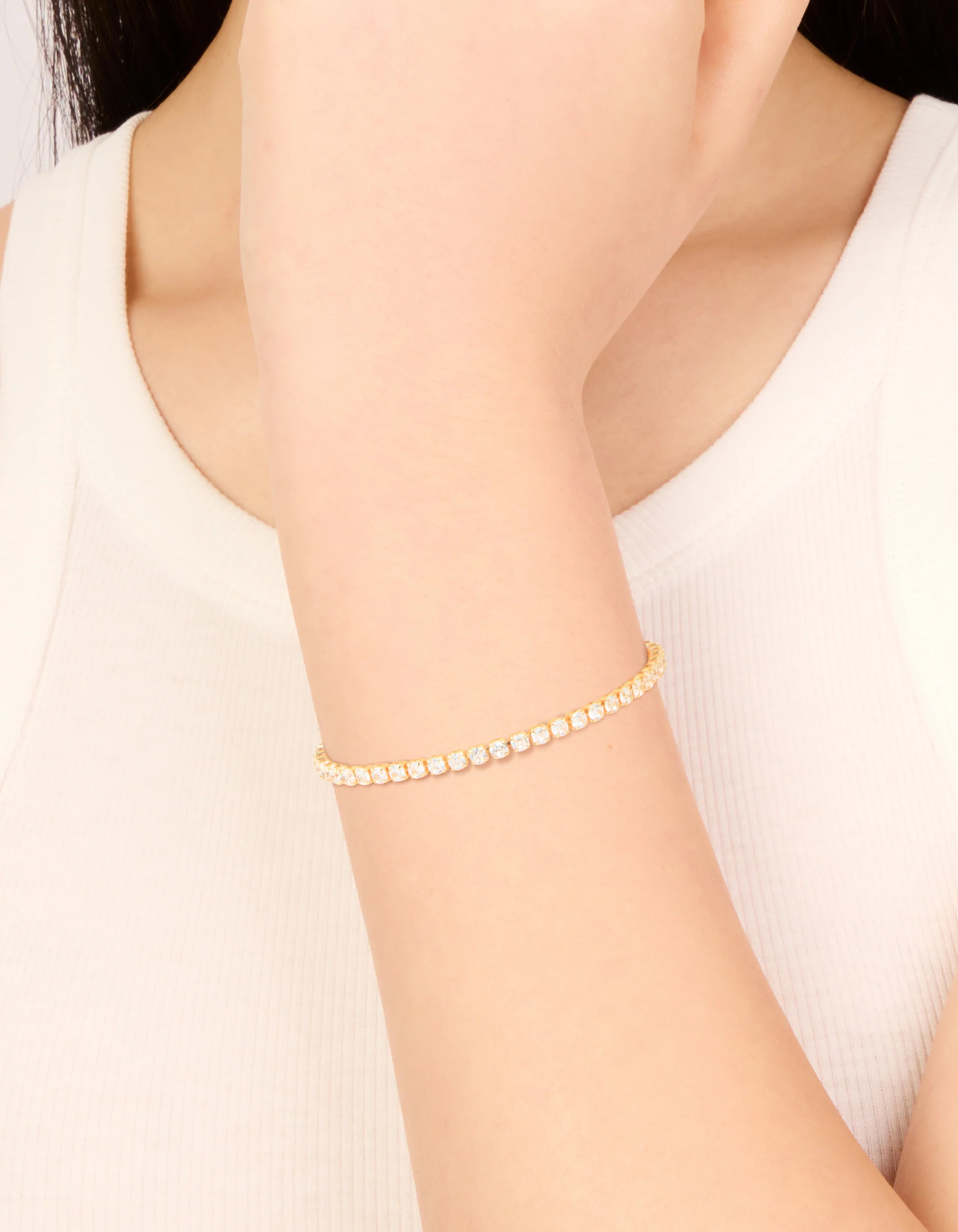 Gold Plated Cubic Zirconia Small Square Tennis Bracelet - Image 2