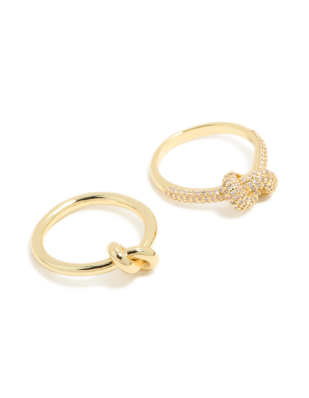 Gold Plated Cubic Zirconia & Smooth Knotted Rings 2-Pack - Image 2