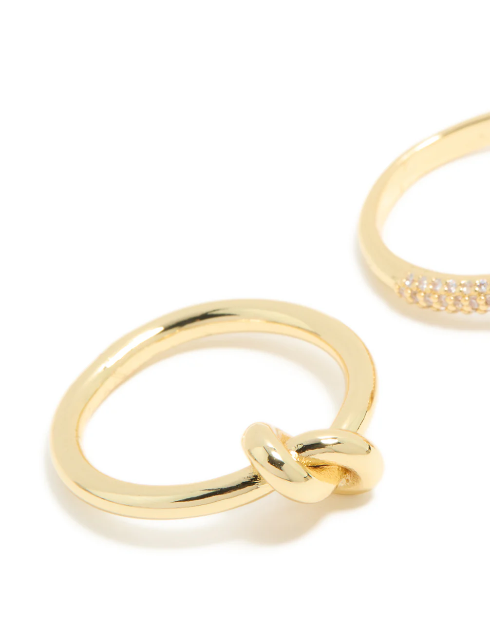 Gold Plated Cubic Zirconia & Smooth Knotted Rings 2-Pack - Image 4