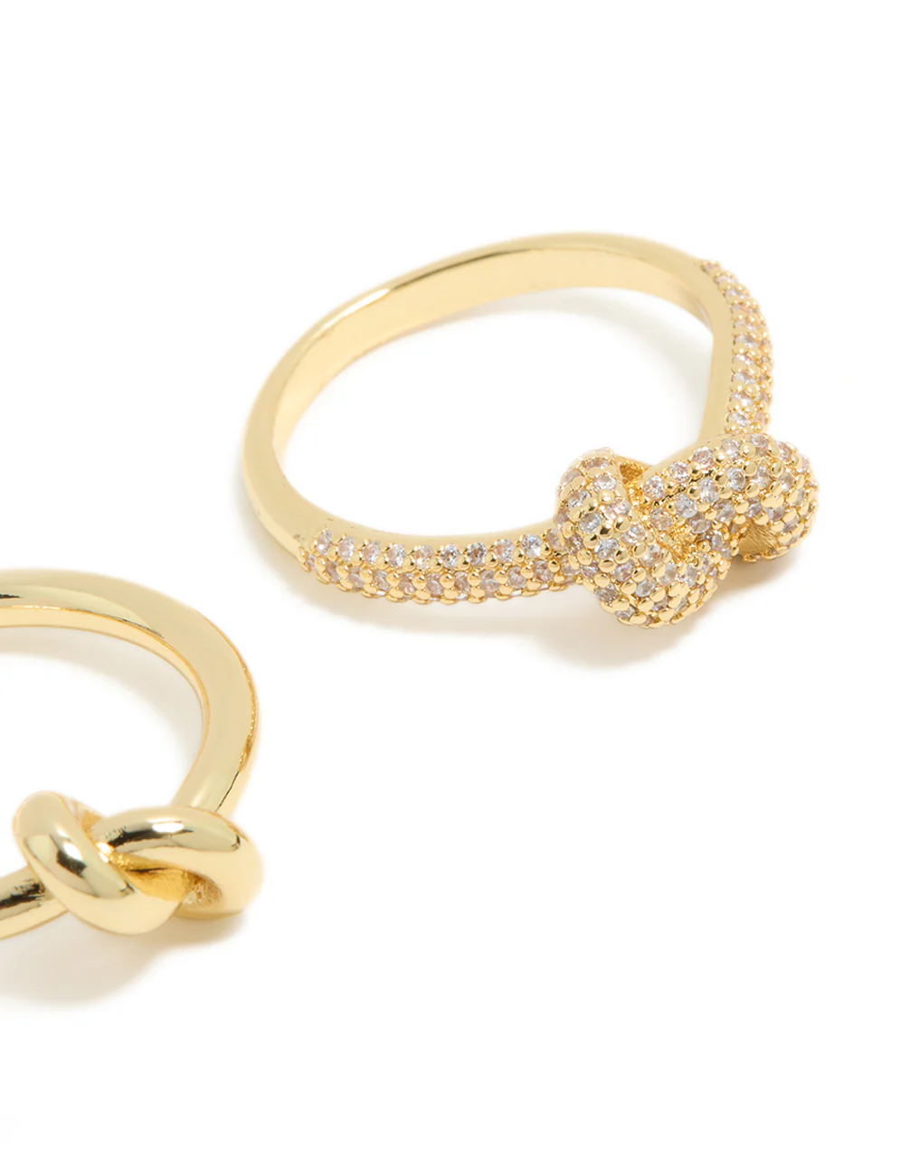 Gold Plated Cubic Zirconia & Smooth Knotted Rings 2-Pack - Image 5