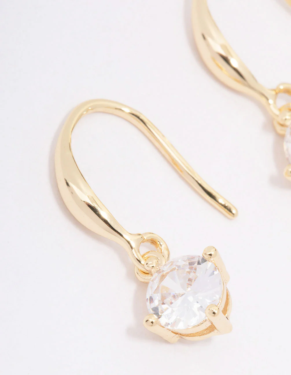 Gold Plated Cubic Zirconia Solitaire Hook Earrings - Image 2