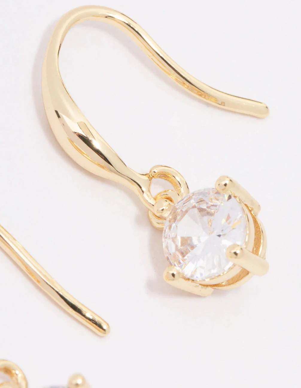 Gold Plated Cubic Zirconia Solitaire Hook Earrings - Image 3