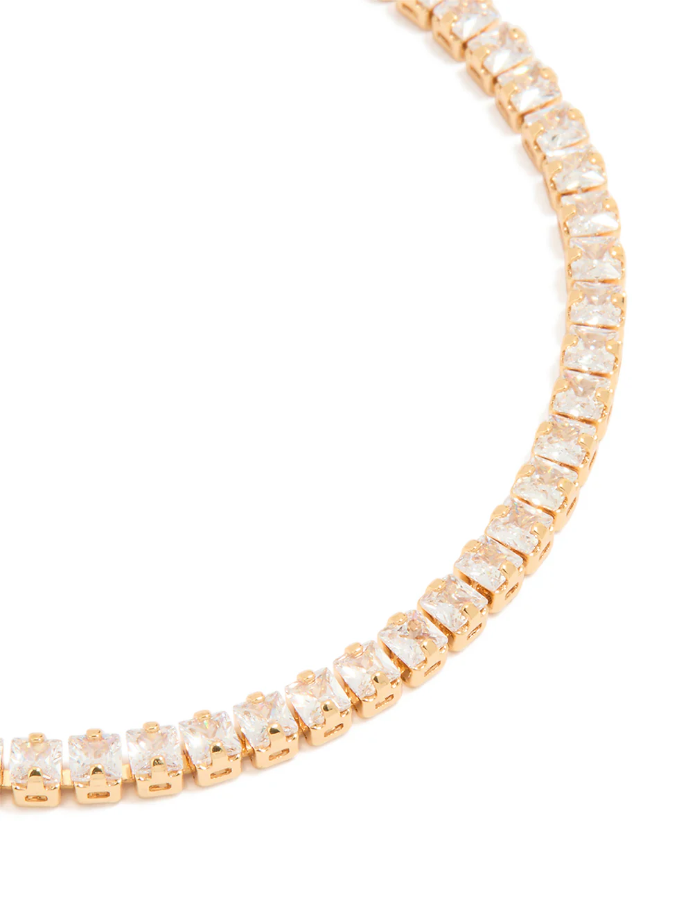 Gold Plated Cubic Zirconia Square Baguette Tennis Bracelet - Image 2