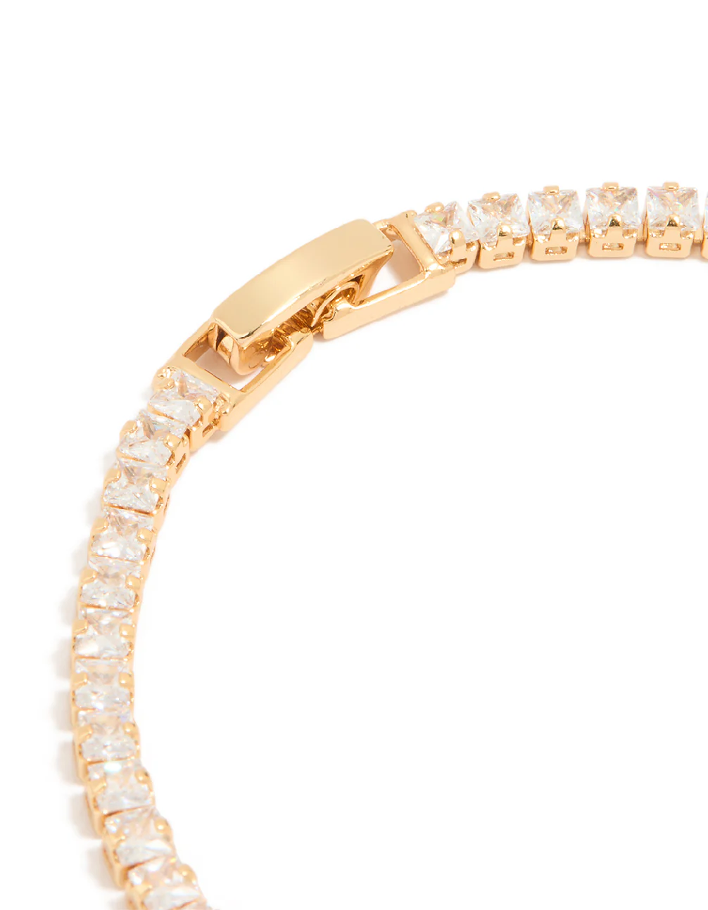 Gold Plated Cubic Zirconia Square Baguette Tennis Bracelet - Image 3